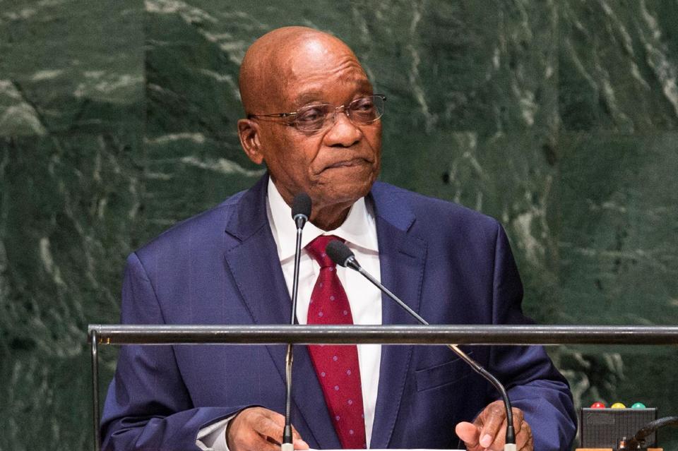 Jacob Zuma speaks at the UN General Assembly on September 24, 2014 in New York City (AFP Photo/Andrew Burton)