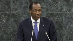 FILE - Blaise Compaore addresses the U.N. General Assembly as Burkina Faso's president, Sept. 25, 2013.