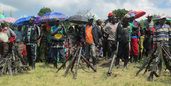 FDLR rebels surrender arms at Kateku in North Kivu. PHOTO | FILE AFP