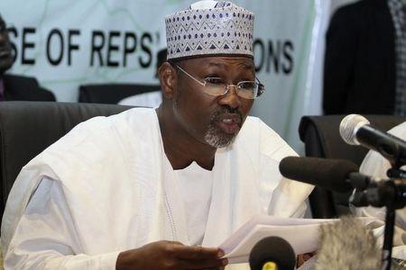 Chairman of Independent National Electoral Commission (INEC) Attahiru Jega speaks at a news conference