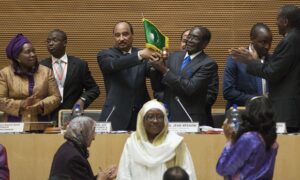  The Zimbabwean president Robert Mugabe has been sworn in as chairman of the African Union at a ceremony in Addis Ababa. Photograph: Zacharias Abubeker/AFP/Getty Images 