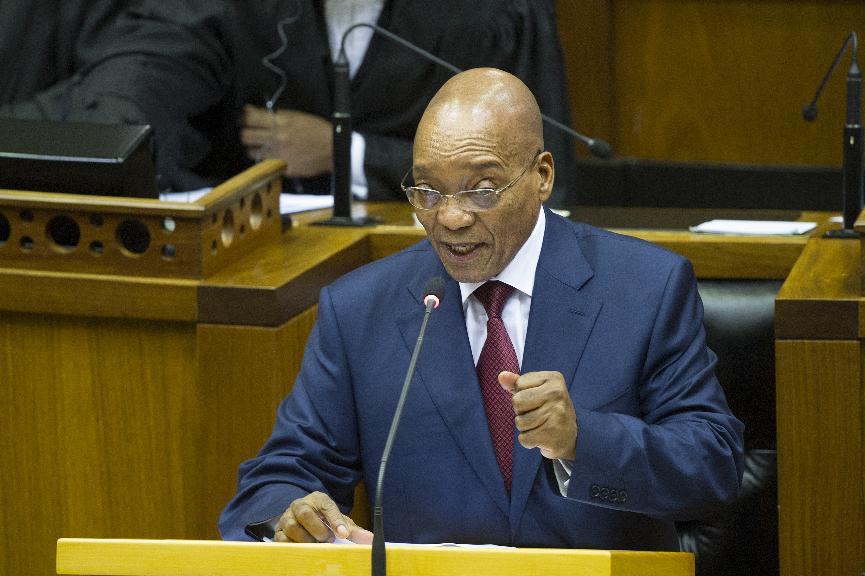South African President Jacob Zuma, answers questions arising from the debate on his State of the Nation Address (SONA) last week at the parliament in Cape Town on February 19, 2015 (AFP Photo/Rodger Bosch)