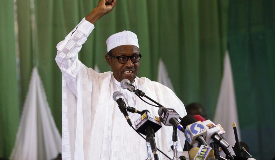 Opposition presidential candidate Muhammadu Buhari, of the All Progressives Congress (APC), speaks during the Nigeria Labour Congress in Abuja, February 9, 2015. Afolabi Sotunde/Reuters