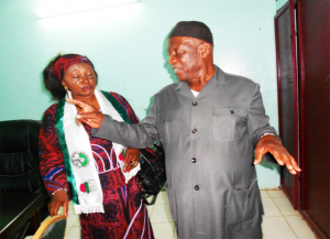 SDF Chairman John Fru Ndi and Former SG Elizabeth Tamanjong in happier days. Tamanjong recently became the 4th SG to depart from office since the party was launched in 1990