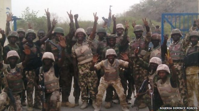 The capture of Gwoza was celebrated by Nigerian soldiers after the battle