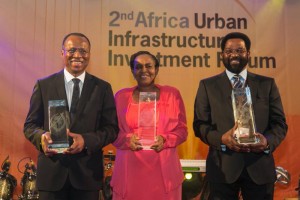 José Ulisses Correia e Silva, Mayor of Praia and President, Union of Lusophone Capital Cities (UCCLA), Cape Verde; Sarah Kyessi, representing Kinondini, Tanzania and Alfred Oko Vanderpuije, Mayor of Accra, Ghana