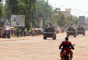 French army armored vehicles patrol in Bangui on November 29, 2013 (AFP Photo/Sia Kambou)