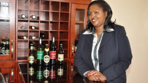 Tabitha Karanja and a range of her company's drinks