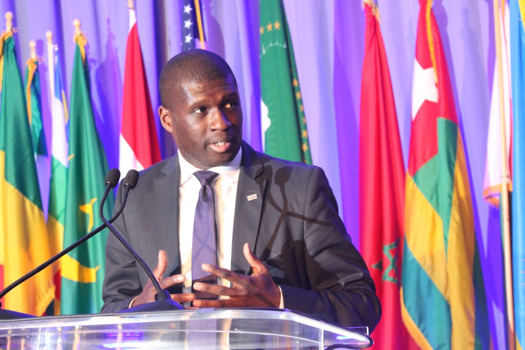 Mamadou Samba reading a proclamation on behalf of Mayor Bowser at the recent African Day Celebrations in Washington,DC 