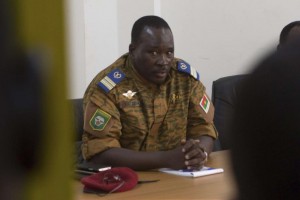 Yacouba Isaac Zida resigned Sunday as prime minister of Burkina Faso. He is pictured here meeting with opposition leaders in Ouagadougou, Nov. 2, 2014. Reuters/Joe Penney