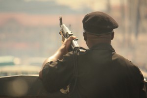 A police guard in Nigeria. Photograph by Stephen Martin.