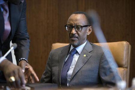 Rwandan President Paul Kagame takes his place for a meeting with U.N. Secretary-General Ban Ki-moon during the United Nations General Assembly at the United Nations in Manhattan, New York, October 2, 2015. REUTERS/Andrew Kelly