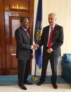 Jonathan with Secretary-General, Kamalesh Sharma