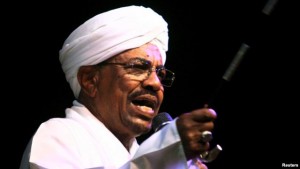 FILE - Sudan's President Omar Hassan al-Bashir speaks to the crowd after a swearing-in ceremony at green square in Khartoum, June 2, 2015