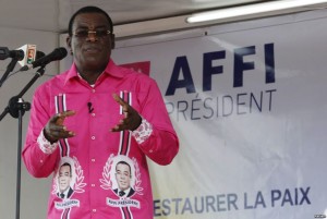 FILE - FPI leader Pascal Affi Nguessan, shown campaigning last October in Gagnoa, Ivory Coast, says his delegation's meeting with President Alassane Ouattara on Jan. 21, 2016, produced "real progress" toward resolving differences with the government.