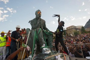 A popular movement at the University of South Africa forced the removal of a statue of British colonialist Cecil Rhodes (AFP Photo/Rodger Bosch)