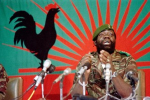 Jonas Savimbi addresses soldiers in Jamba on December 11, 1985 (AFP Photo/Christian Chaise)