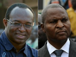 The two main Central African presidential candidates Anicet Georges Dologuele (L) and Faustin Archange Touadera on January 5, 2013 (AFP Photo/Sia Kambou, Issouf Sanogo)