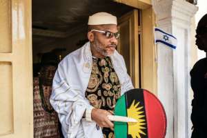 Nnamdi Kanu, head of the Indigenous People of Biafra (IPOB) movement, has not given up on a 50-year-old dream of independence for the region in southeast Nigeria (AFP Photo/MARCO LONGARI)