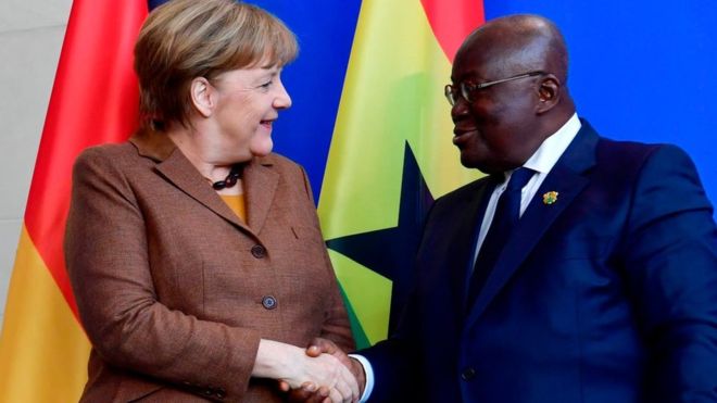 German Chancellor Merkel with Nana Addo at a previous meeting