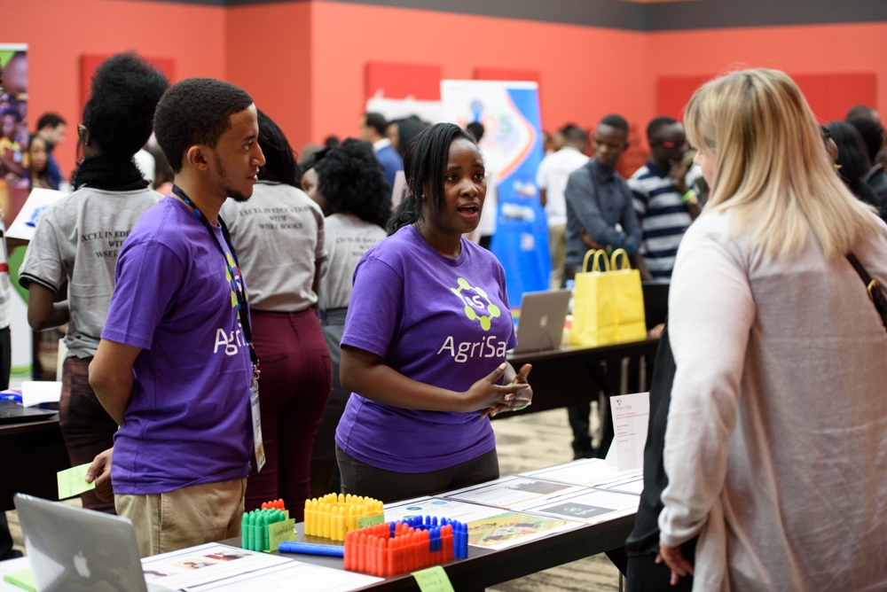 Edith Naisubi explains the AgriSan project during the 2019 Social Venture Challenge in Kigali, Thursday