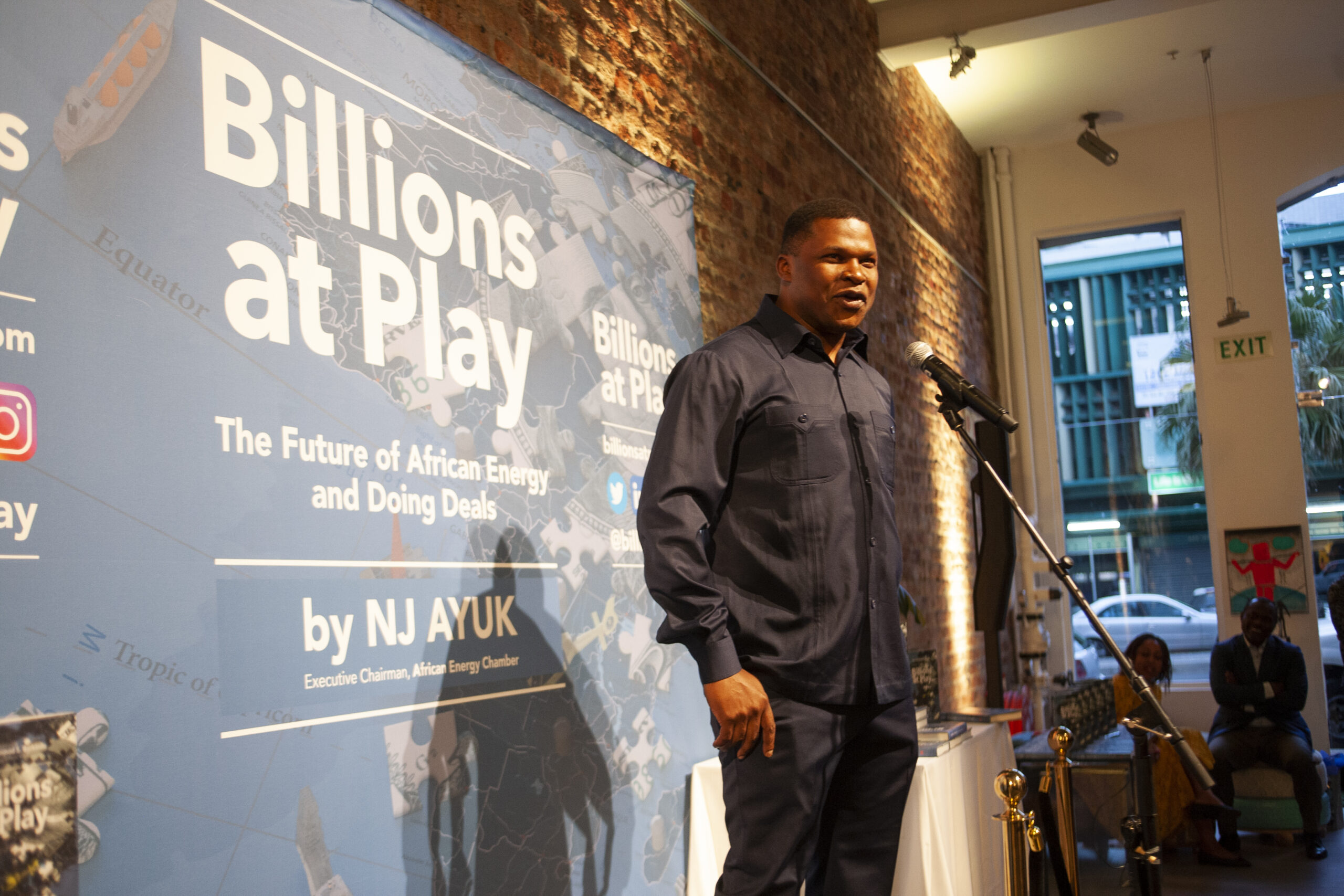 NJ Ayuk speaking at the launch of Billions At Play in South Africa