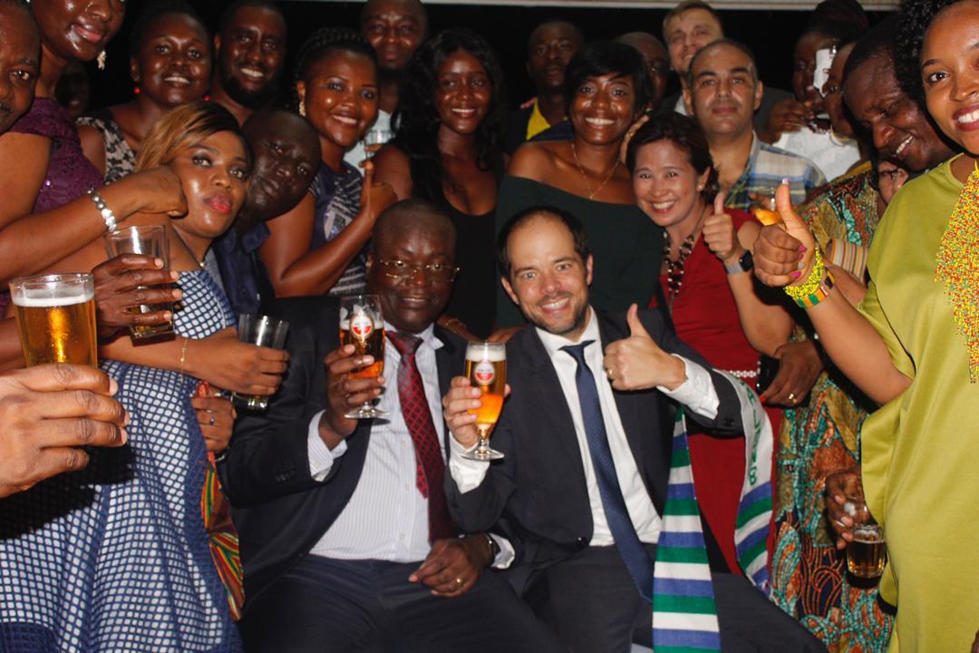 Laurent Bukasa, M D Designate, Daaf Van Tilburg with SLBL staff and guests at the event