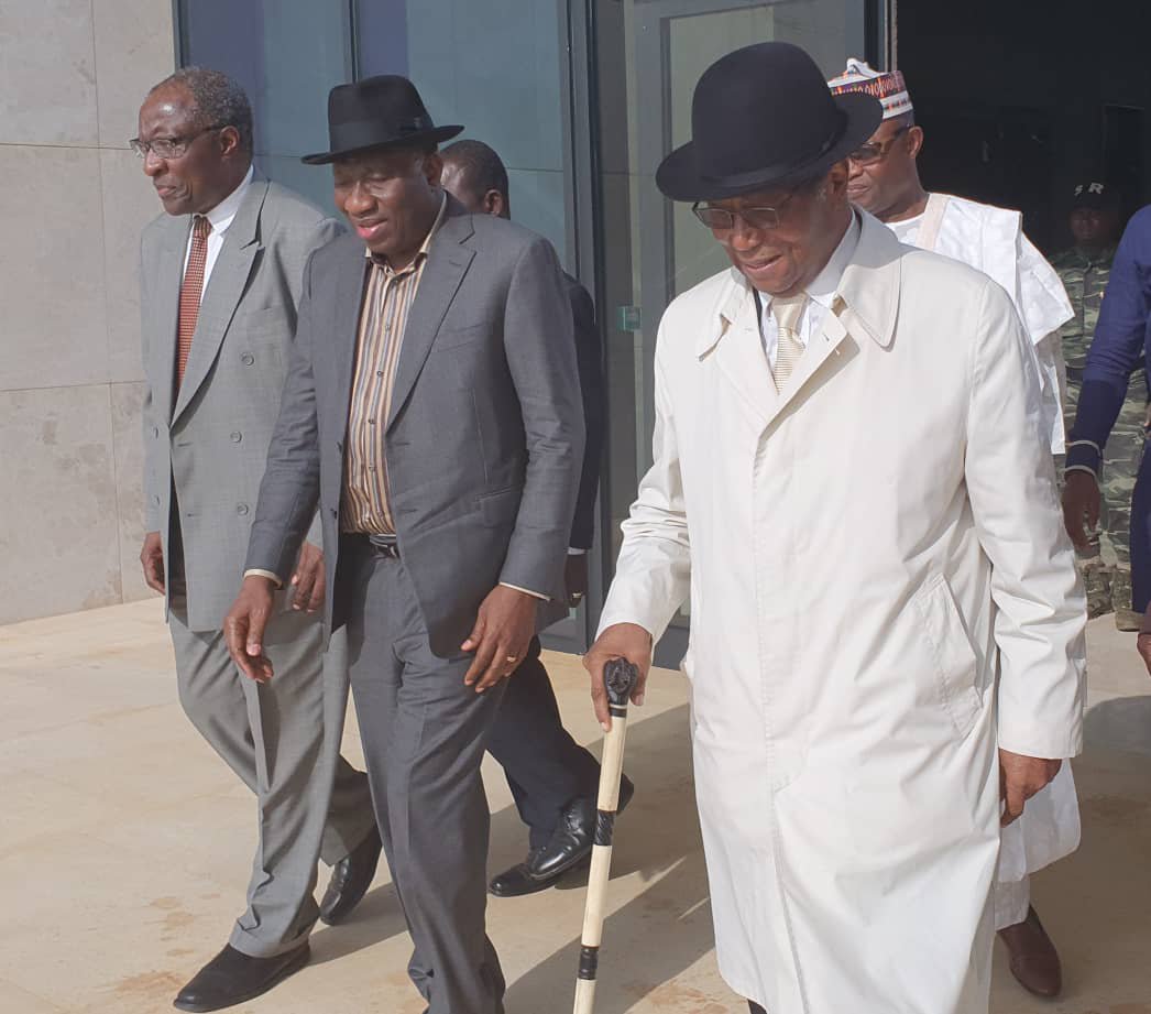 Dr. Christopher Fomunyoh, Senior Associate for Africa at the NDI, Dr Goodluck Jonathan, former President of Nigeria, and Nicephore Soglo, former President of Benin are part of the delegation.Photo credit twitter GEJ