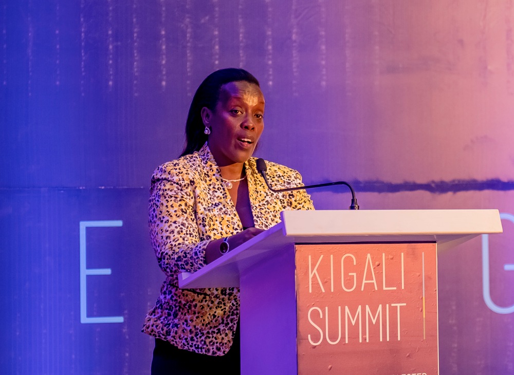 Rwanda’s Minister of Health, Dr Diane Gashumba, speaks at a meeting to launch the Kigali Summit on Malaria and NTDs expected in June 2020 on the sidelines of CHOGM 2020.