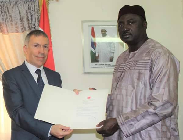 New Turkey Ambassador presenting credentials to Dr. Mamadou Tangara Gambia's Foreign Minister