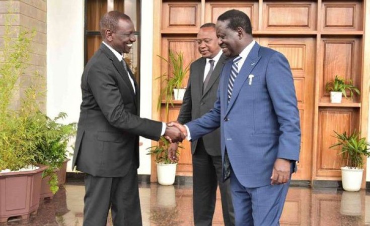 President Uhuru Kenyatta (centre), Deputy President William Ruto (left) and ODM leader Raila Odinga . Deputy President Ruto may be the big loser in the high stakes political games with corruption charges against him and his associates gaining steam