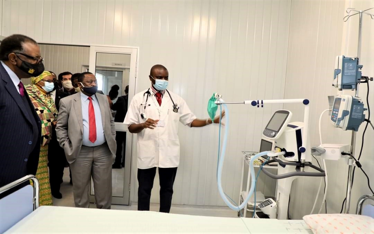 President Hage Geingob Commissioning COVID-19 treatment facilities in Windhoek, Namibia.Photo credit WHO