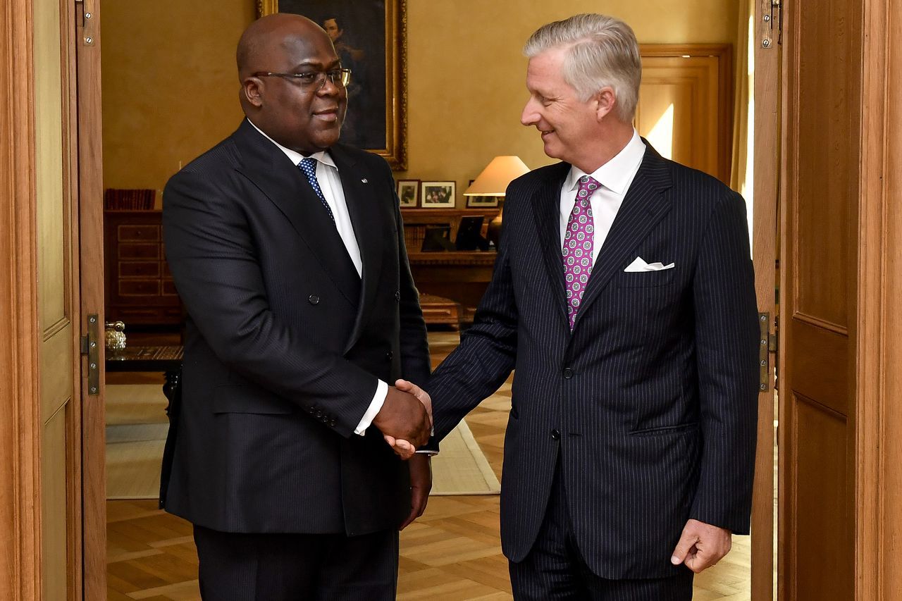 King Philippe and Congolese President Felix Tshisekedi in 2019. The Belgium monarch has referred to the colonial past as cruel and violent . photo credit Belga