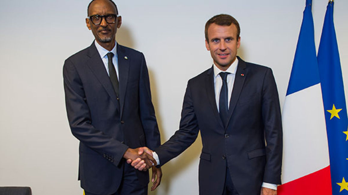 Rwandan President Paul Kagame with French President Emmanuel Macron in New York on September 18, 2017. PHOTO | URUGWIRO